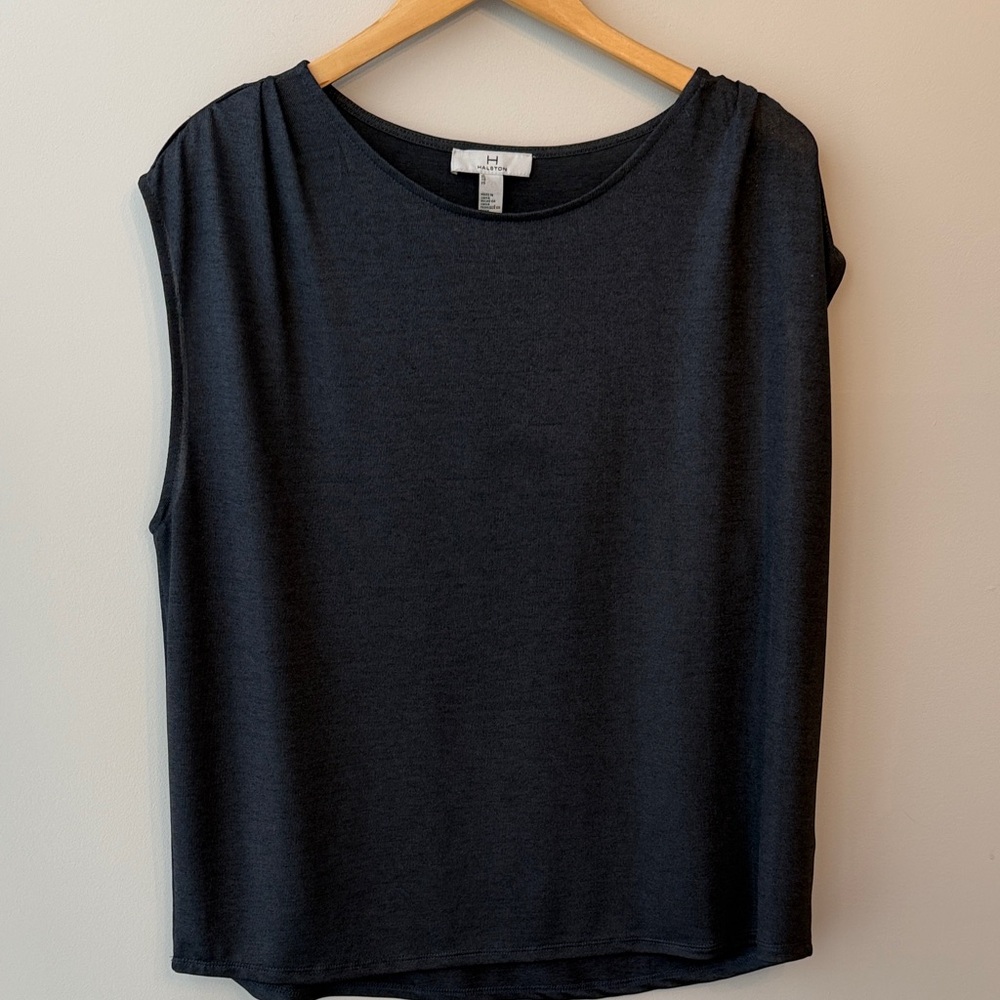 Halston Dark Gray Sleeveless Shimmer Top Size XL